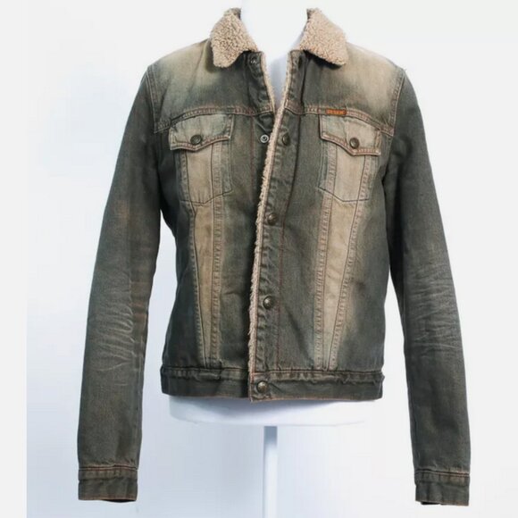 7 for all Mankind Sherpa Lined Denim Womens Jacket VINTAGE, Large - Picture 1 of 14